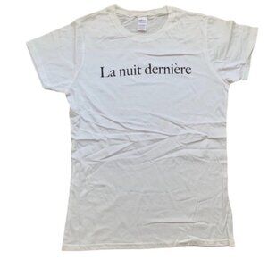 Women’s T-Shirt French Quote Short sleeve Crew neck White Cotton